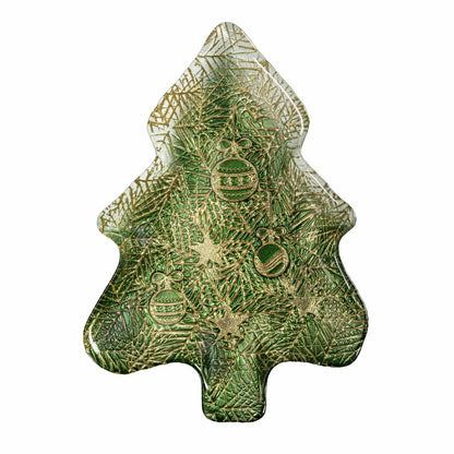 Shades of Emerald Plate Glass Tree Serving Dish, 8.5"L x 12"W | Plow & Hearth