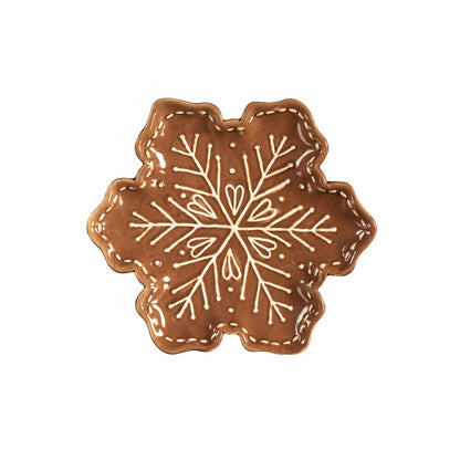 Baking Spirits Bright Gingerbread Snowflake Shaped 8" Embossed Ceramic | Plow & Hearth