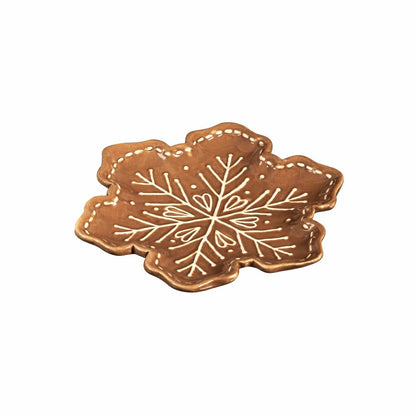 Baking Spirits Bright Gingerbread Snowflake Shaped 8" Embossed Ceramic | Plow & Hearth