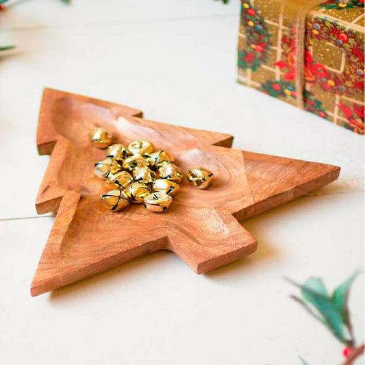 Carved Wood Christmas Tree Platter | Plow & Hearth