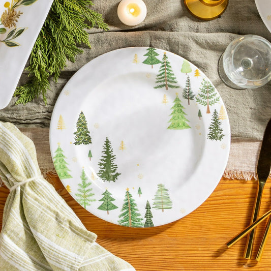 Shades of Green Holiday Melamine 11" Dinner Plate, Set of 4 | Plow & Hearth