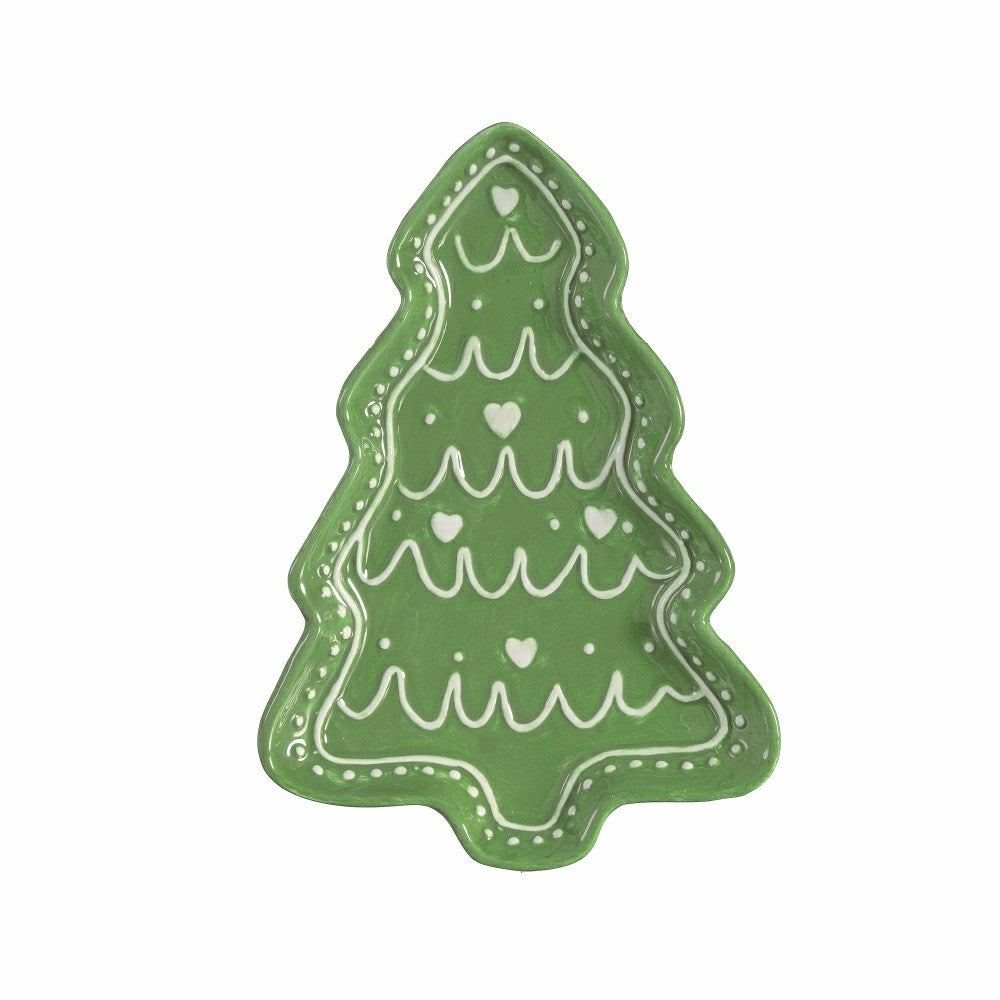 Shades of Green Tree Shaped 8.25" Embossed Ceramic Appetizer Plate, Se | Plow & Hearth