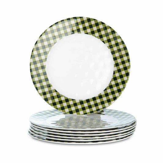 Moss Gingham Melamine Dinner Plates, Set of 6 | Plow & Hearth