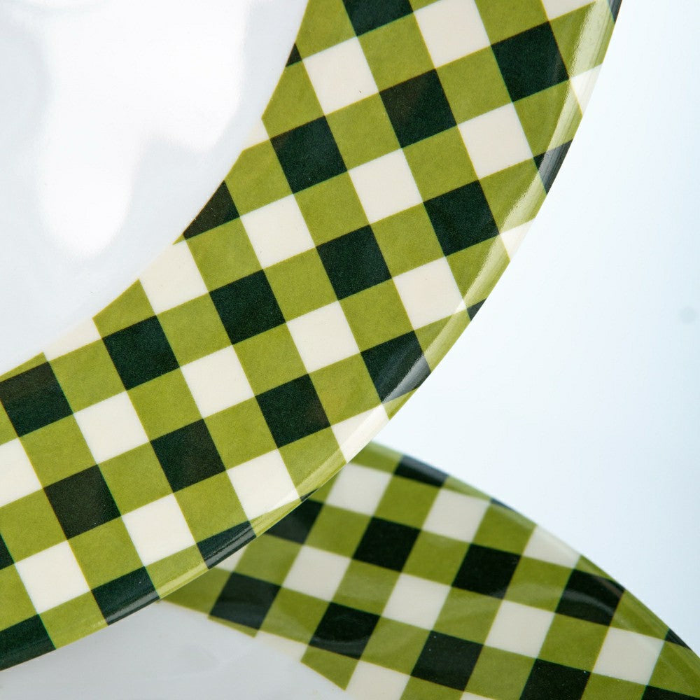 Moss Gingham Melamine Dinner Plates, Set of 6 | Plow & Hearth