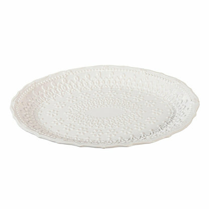 Shades of Emerald Platter Embossed Ceramic Serving Platter, 14"L x 9"W | Plow & Hearth
