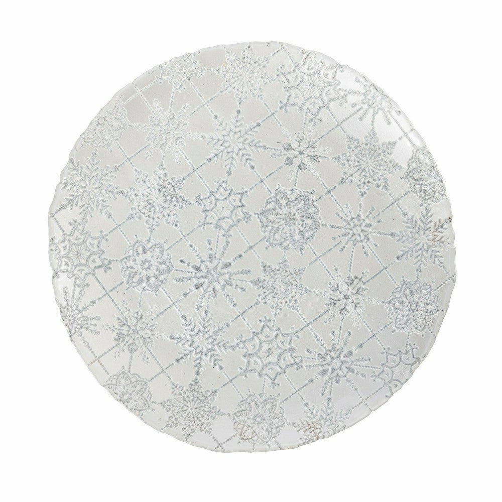 Season to Sparkle Plate Glass Snowflake Serving Plate, 13" | Plow & Hearth