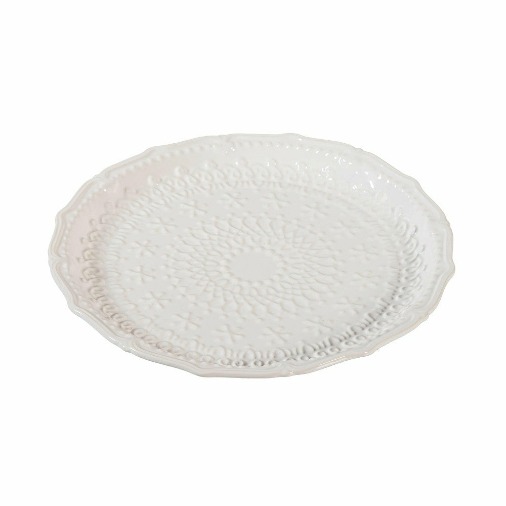 Sugar & Stripes Plate Embossed Ceramic Dinner Plate, 10.25" | Plow & Hearth