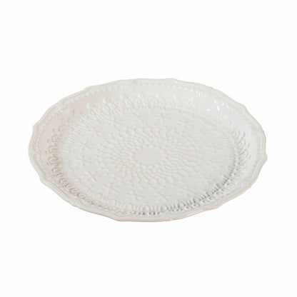 Sugar & Stripes Plate Embossed Ceramic Dinner Plate, 10.25" | Plow & Hearth