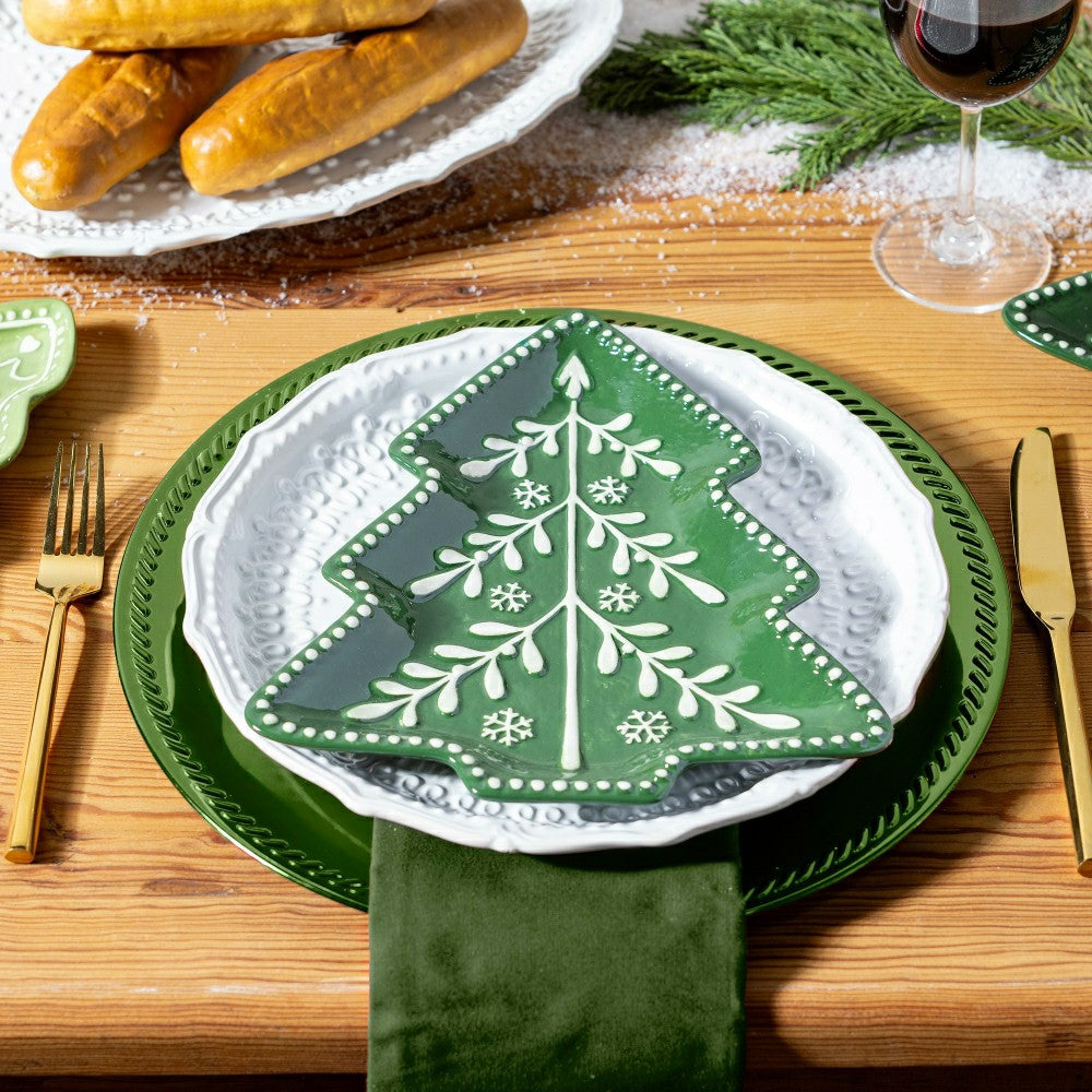 Sugar & Stripes Plate Embossed Ceramic Dinner Plate, 10.25" | Plow & Hearth