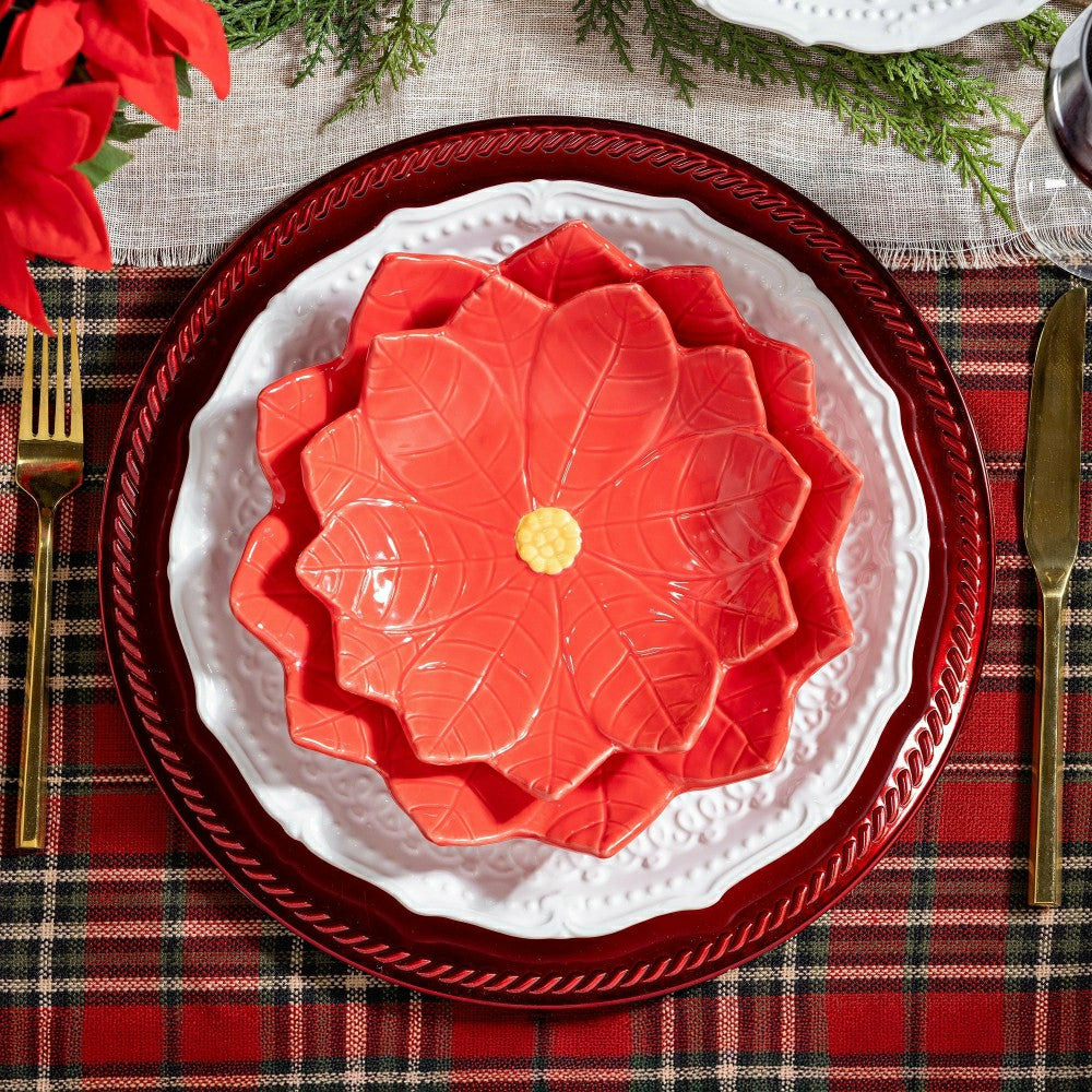 Sugar & Stripes Plate Embossed Ceramic Dinner Plate, 10.25" | Plow & Hearth