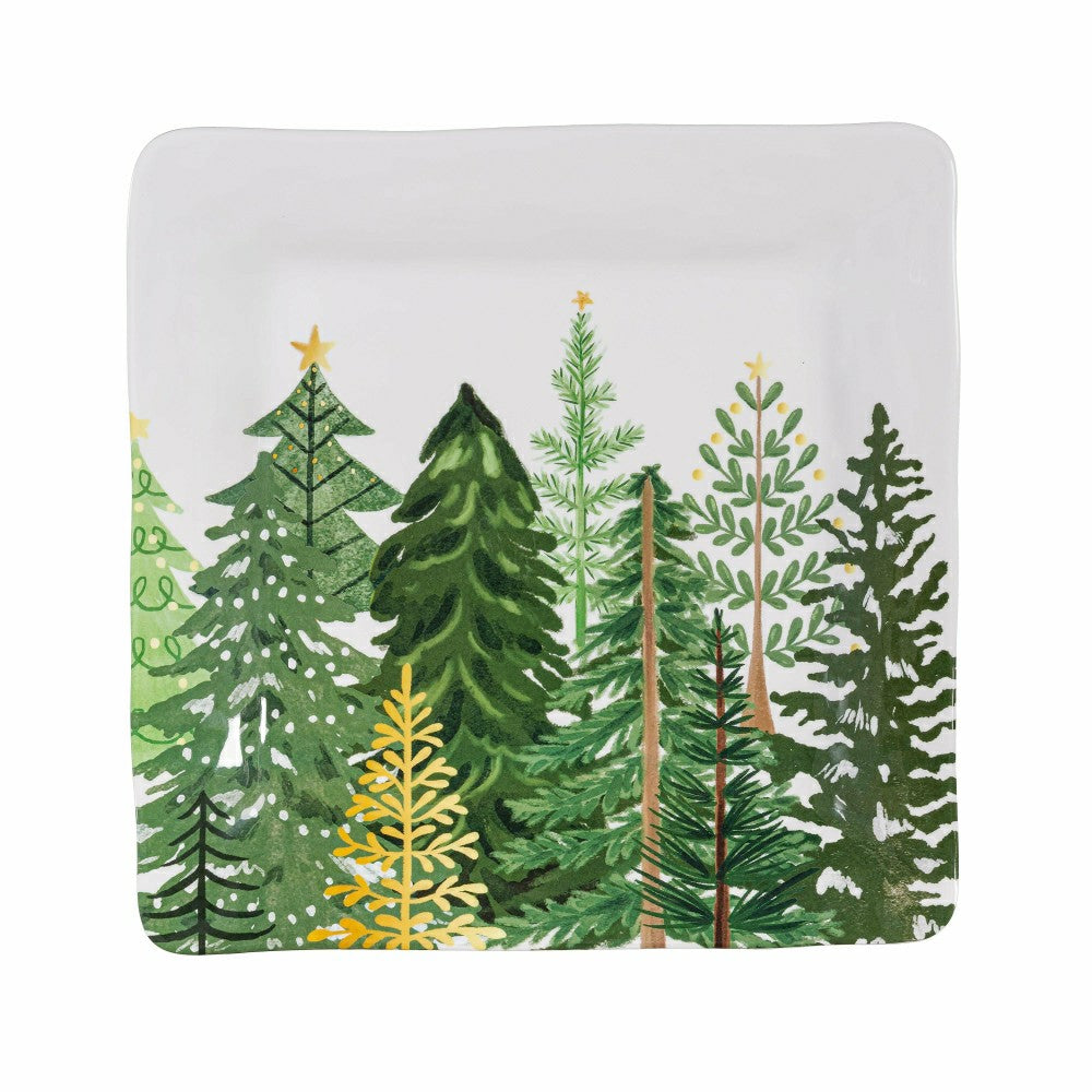 Shades of Green 13.5" Evergreens Platter, Set of 4 | Plow & Hearth