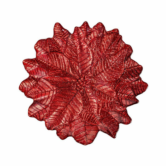Feels Like The Holidays Plate Glass Poinsettia Serving Dish, 12" | Plow & Hearth