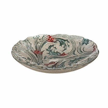 Joyful Traditions Holly 11.5" Glass Serving Bowl, Set of 4 | Plow & Hearth
