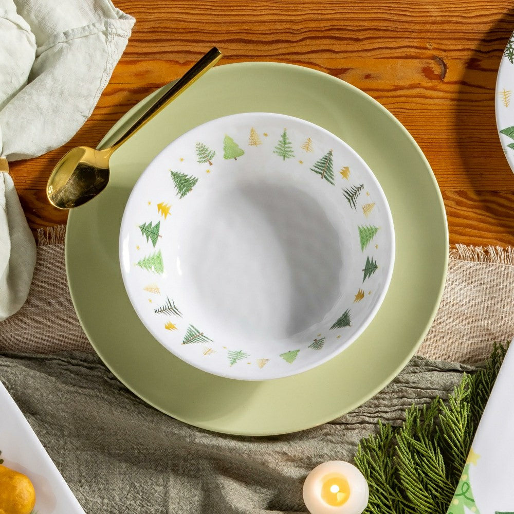 Shades of Green Holiday Melamine 7.5" Bowl, Set of 4 | Plow & Hearth