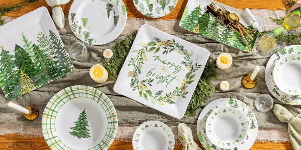 Shades of Green Holiday Melamine 7.5" Bowl, Set of 4 | Plow & Hearth