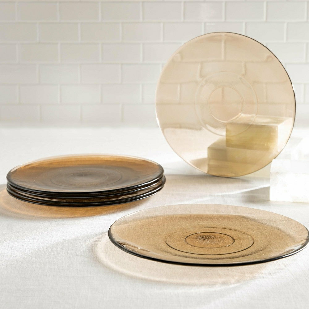 10.5" Glass Dinner Plate, Set of 6, Sand | Plow & Hearth