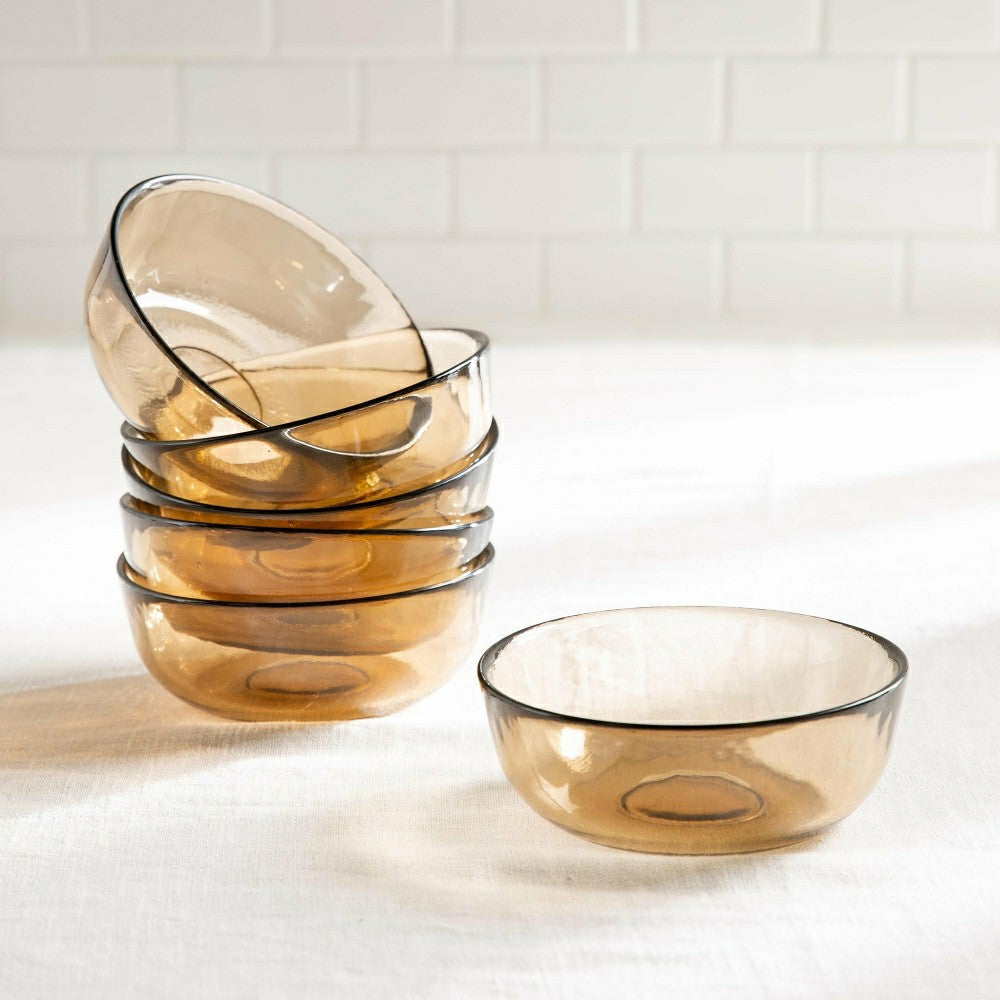 5.5" Glass Cereal Bowl, Set of 6, Sand | Plow & Hearth