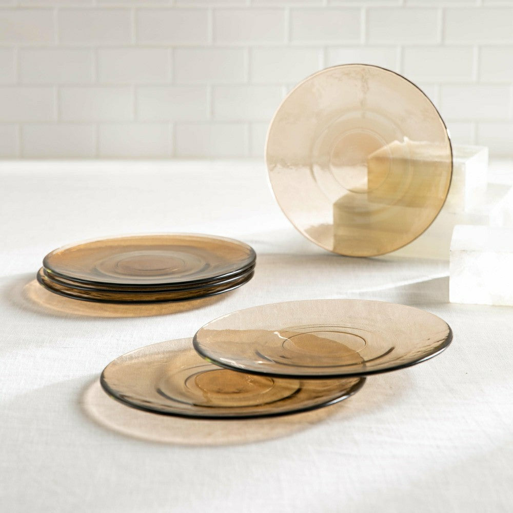 8" Glass Salad Plate, Set of 6, Sand | Plow & Hearth