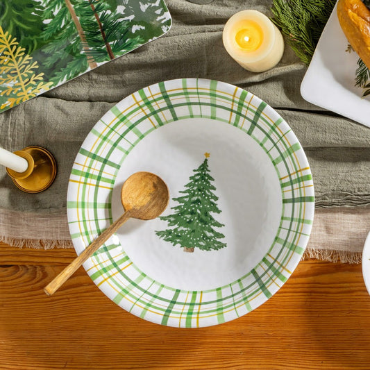 Shades of Green Holiday Melamine 12" Serving Bowl, Set of 4 | Plow & Hearth