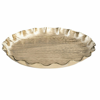 Shades of Green Platter Ruffled Edge Metal Platter Set | Plow & Hearth