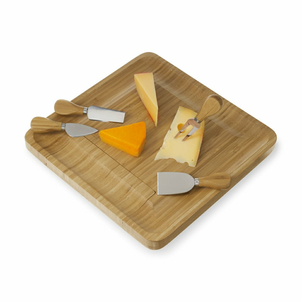 Four Piece Bamboo Cheese Board and Knife Set | Plow & Hearth
