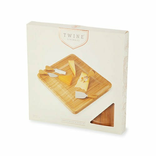 Four Piece Bamboo Cheese Board and Knife Set | Plow & Hearth