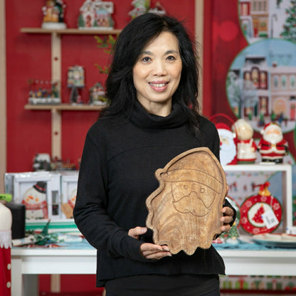 12" Wood Santa Server | Plow & Hearth