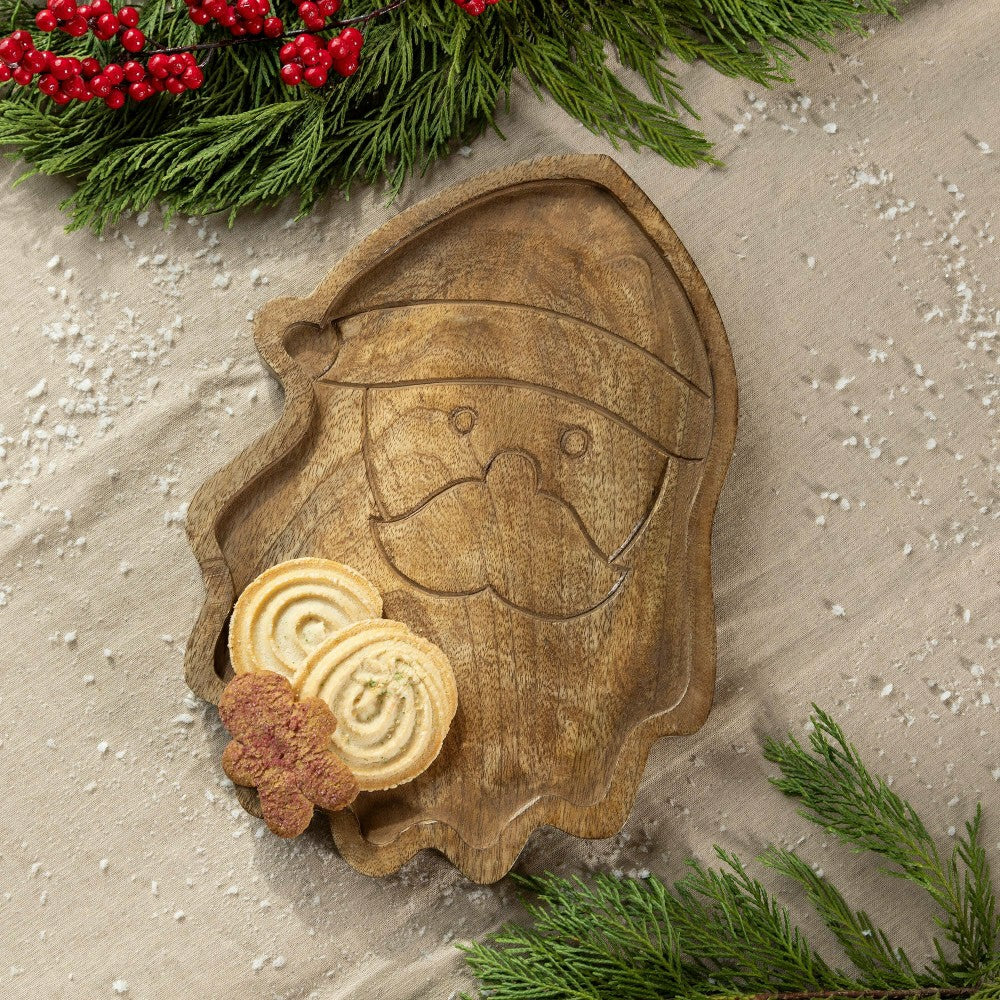 12" Wood Santa Server | Plow & Hearth