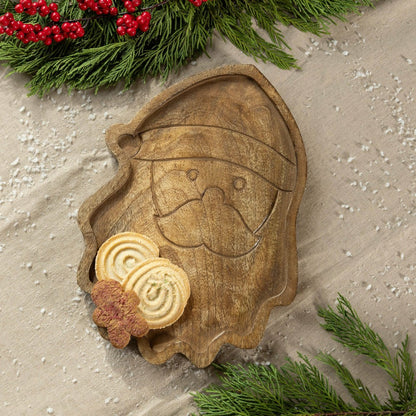 12" Wood Santa Server | Plow & Hearth