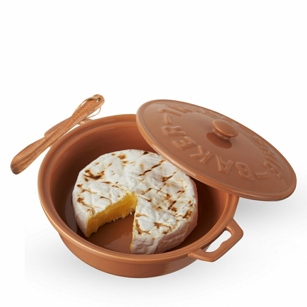 Terra Cotta Brie Baker with Wood Spreader | Plow & Hearth