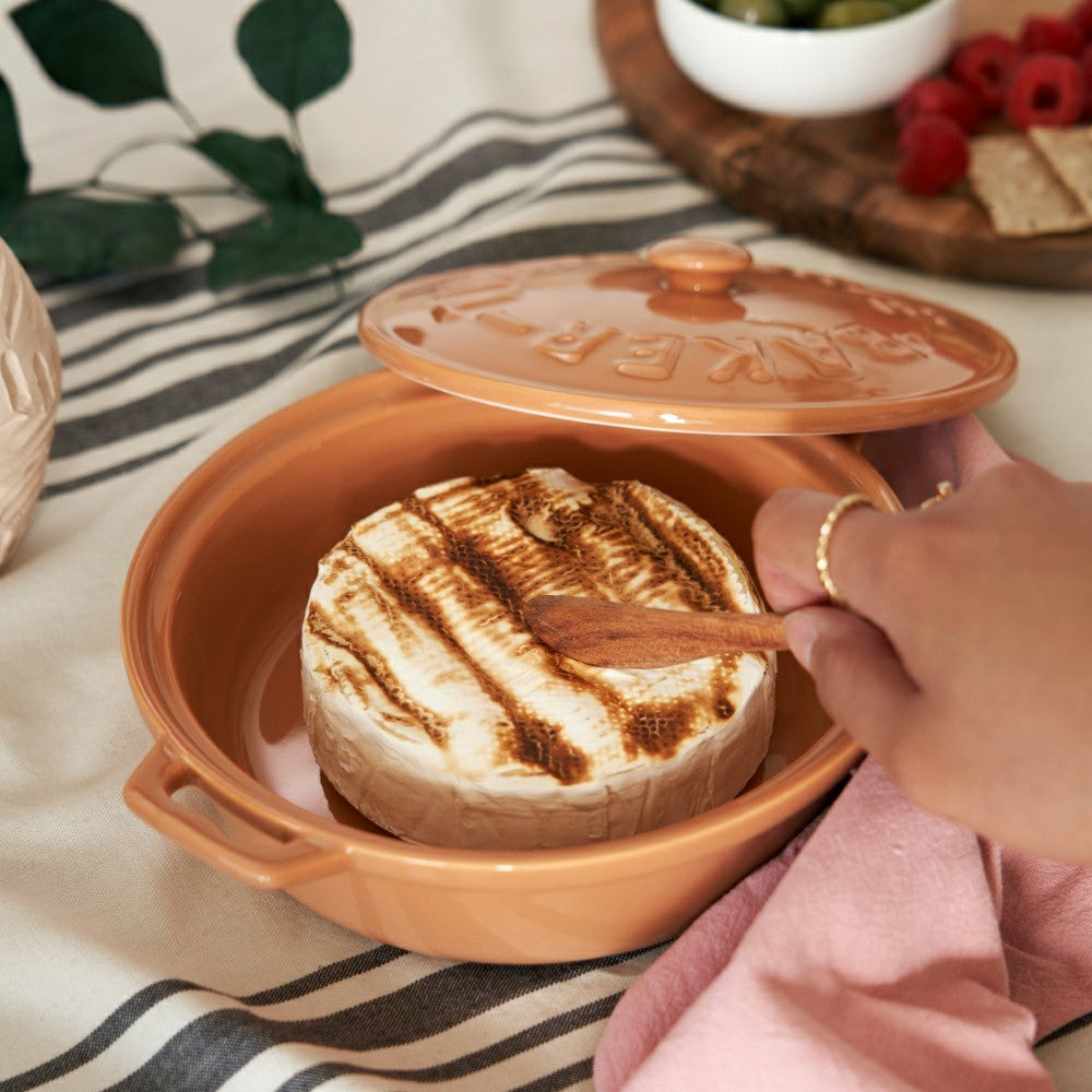 Terra Cotta Brie Baker with Wood Spreader | Plow & Hearth