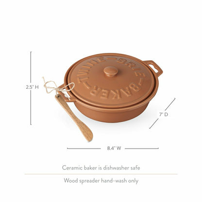Terra Cotta Brie Baker with Wood Spreader | Plow & Hearth