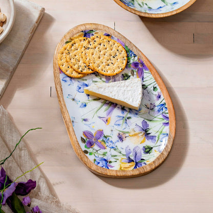 Golden Lilac Irregular Shaped Wood Serving Tray, 12"L | Plow & Hearth