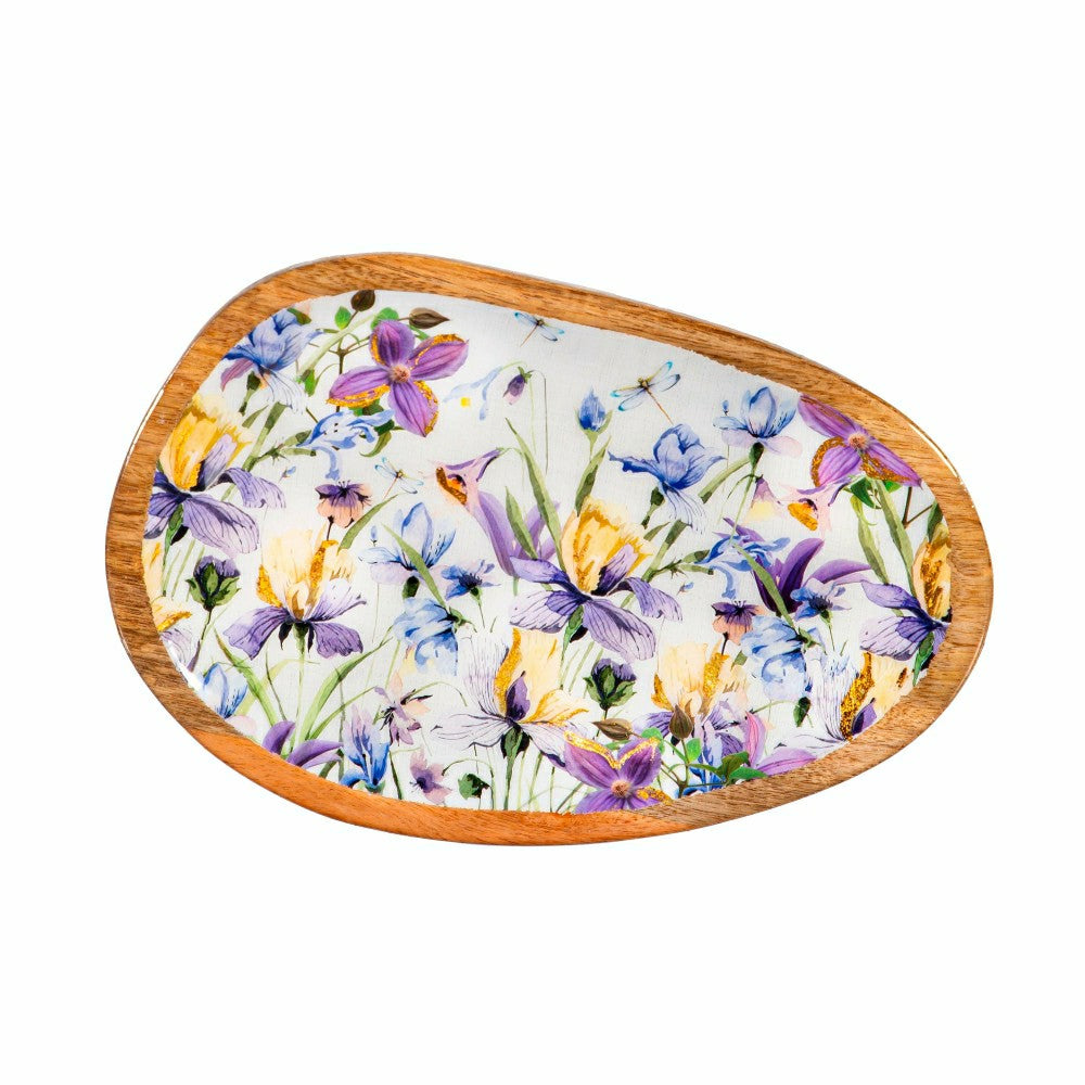Golden Lilac Irregular Shaped Wood Serving Tray, 12"L | Plow & Hearth
