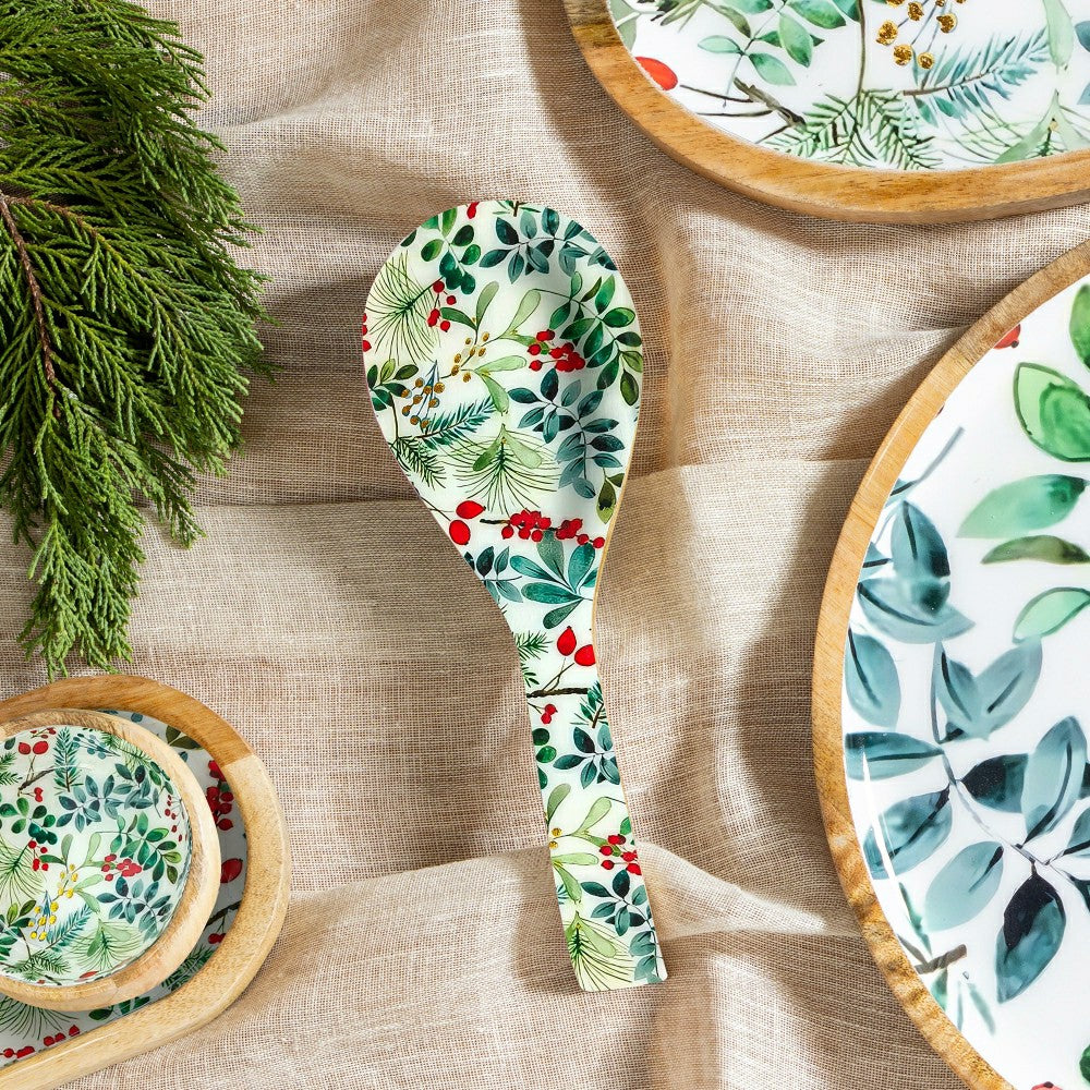 VivaStyle Spoon Rest, Wood Spoon Rest, Festive Foliage, 10.25"L | Plow & Hearth