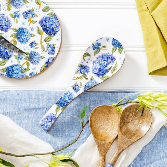 VivaStyle Spoon Rest, Wood Spoon Rest, Hydrangea, 10.25"L | Plow & Hearth