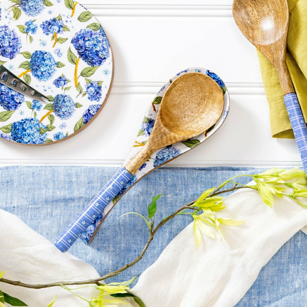 VivaStyle Spoon Rest, Wood Spoon Rest, Hydrangea, 10.25"L | Plow & Hearth