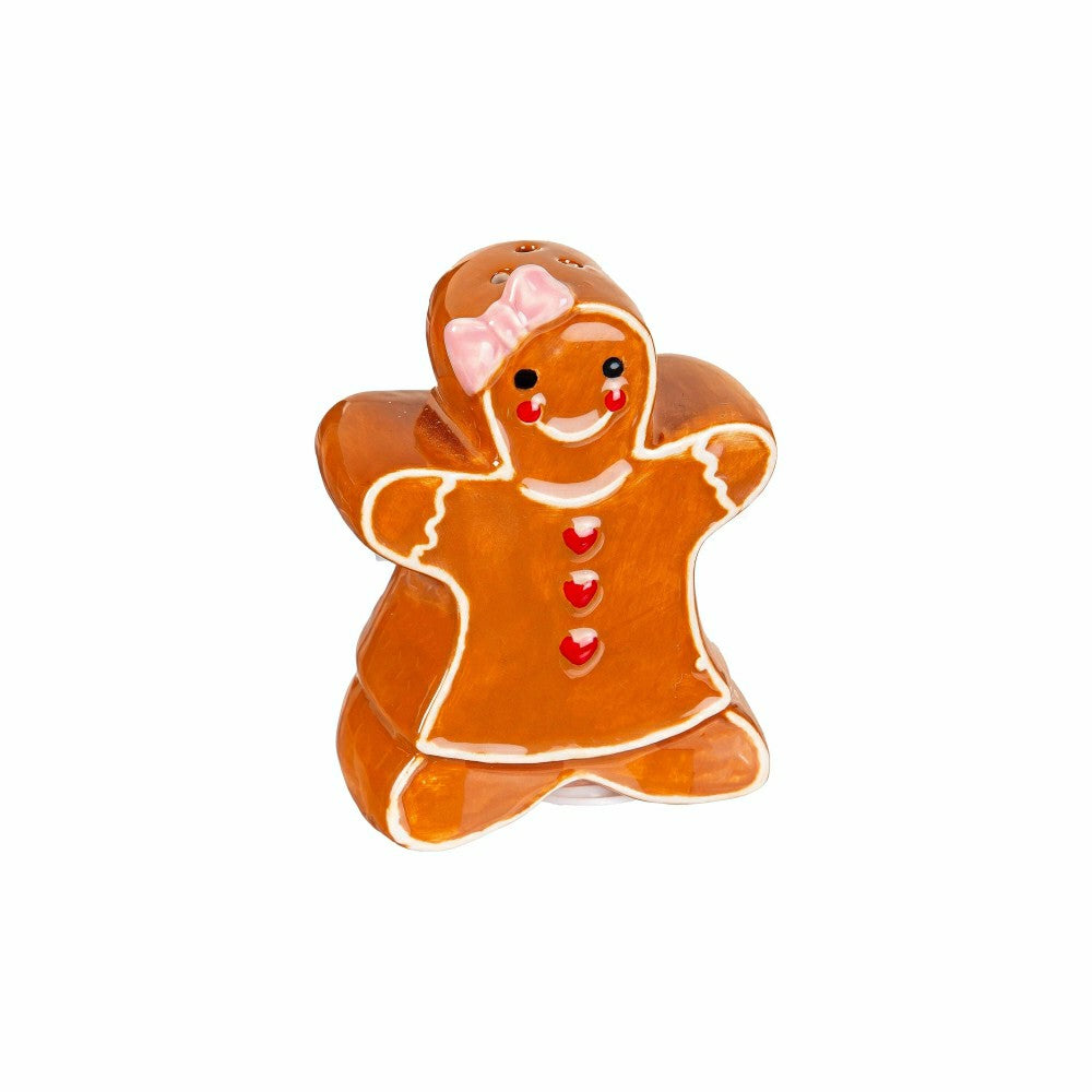 Sugar & Stripes Bright Salt and Pepper Shaker Ceramic Gingerbread, Set | Plow & Hearth