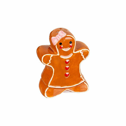 Sugar & Stripes Bright Salt and Pepper Shaker Ceramic Gingerbread, Set | Plow & Hearth