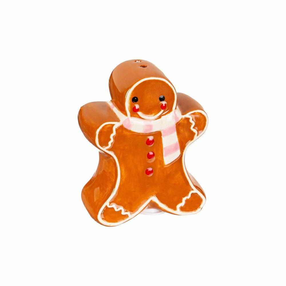 Sugar & Stripes Bright Salt and Pepper Shaker Ceramic Gingerbread, Set | Plow & Hearth