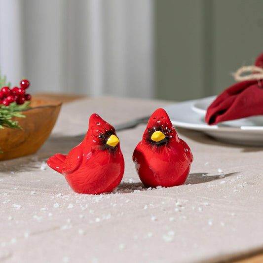 Snowbirds Salt and Pepper Shakers Ceramic Cardinal, Set | Plow & Hearth