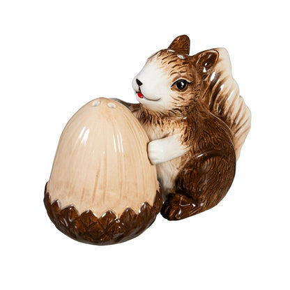 Woodland Storybook Salt & Pepper Shakers Ceramic Squirrel with Acorn,  | Plow & Hearth