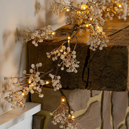 Indoor/Outdoor Lighted Baby's Breath Garland with Timer | Plow & Hearth
