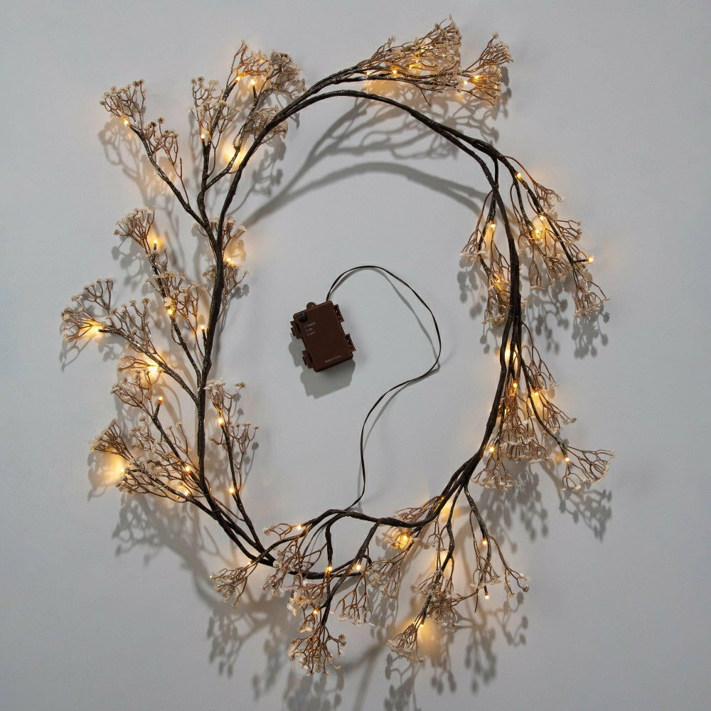 Indoor/Outdoor Lighted Baby's Breath Garland with Timer | Plow & Hearth