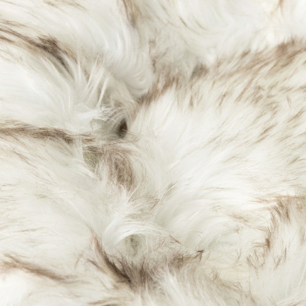 PupPouf™ Faux Fur Donut Dog Bed - White with Brown Accents | Plow & Hearth
