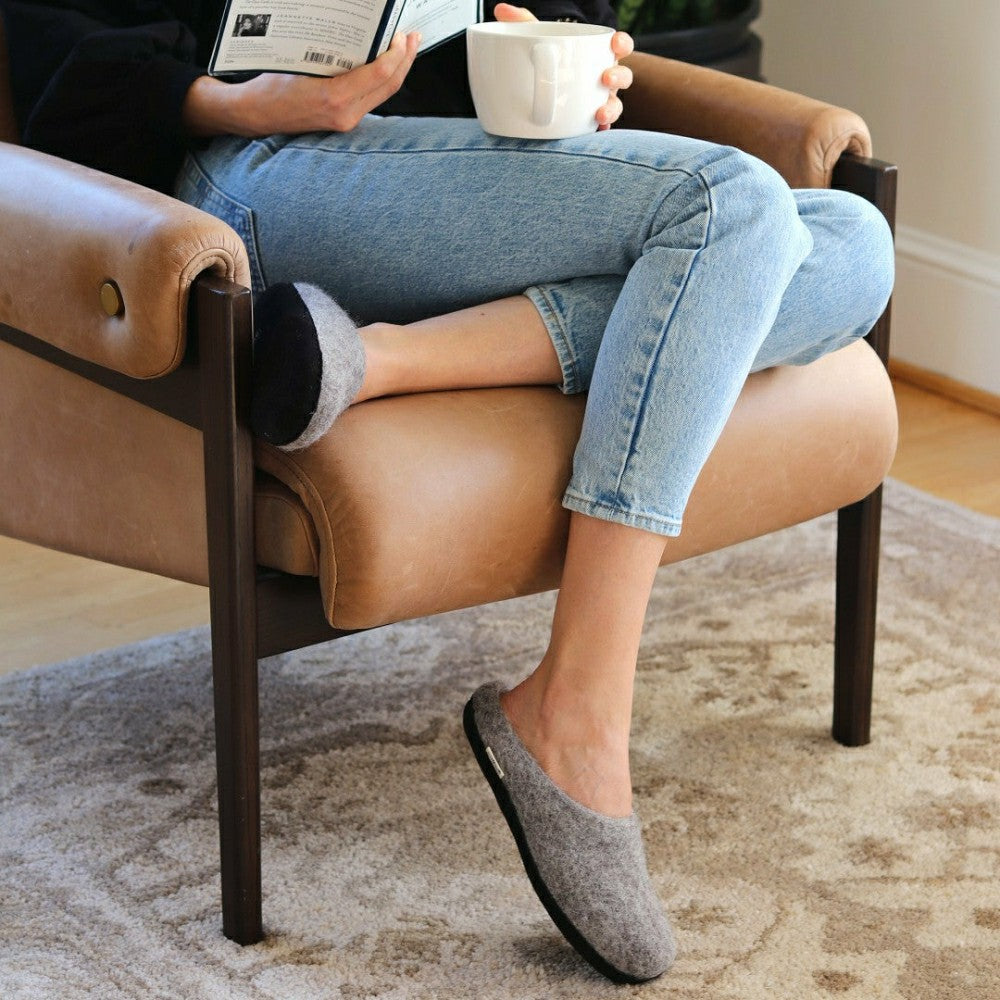Womens Astoria Noir Wool House Slippers | Plow & Hearth