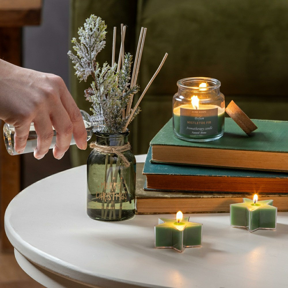 Shades of Emerald Candle and Diffuser, Soy Blend Wax Candle and Diffus | Plow & Hearth