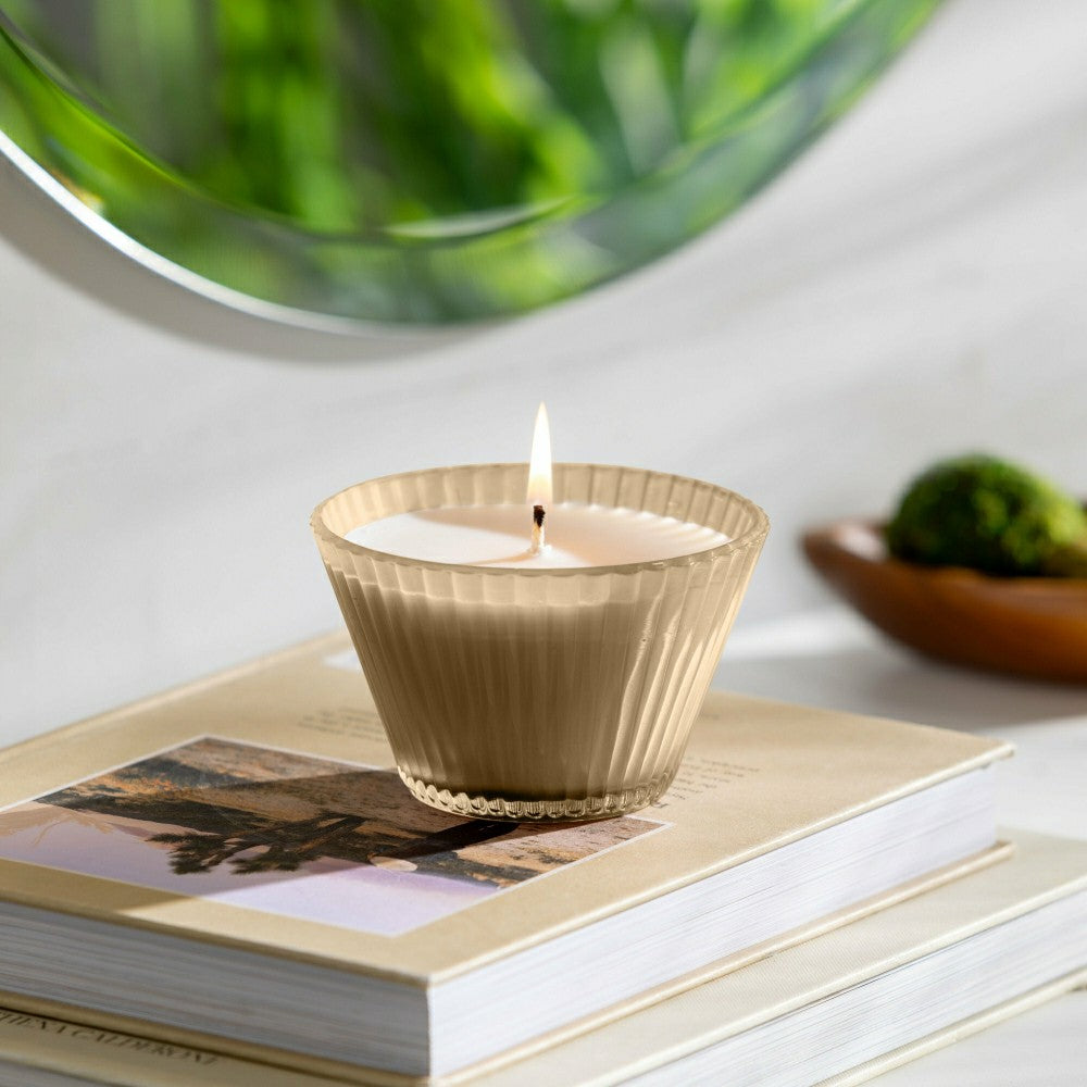 Ribbed Cupcake Glass Candle, Cocoa | Plow & Hearth