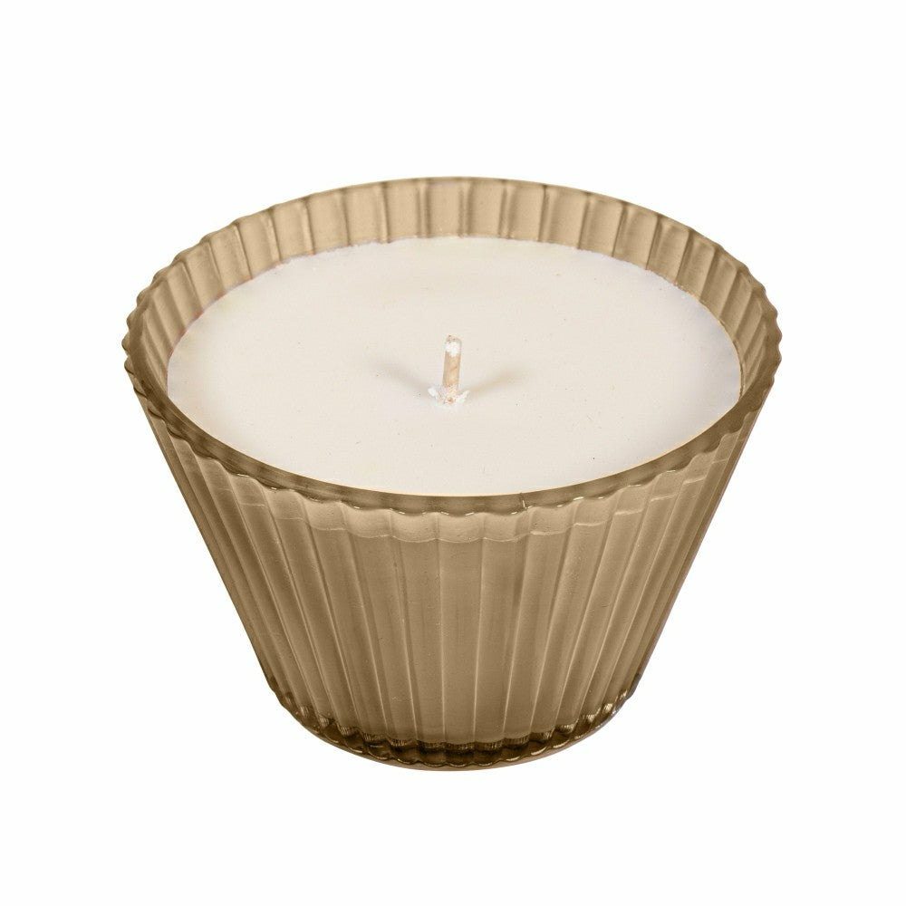 Ribbed Cupcake Glass Candle, Cocoa | Plow & Hearth