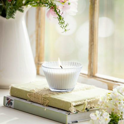 Ribbed Cupcake Glass Candle, Ancient Water | Plow & Hearth